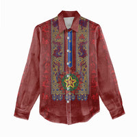 Philippines Christmas Women Casual Shirt Parol Xmas Barong Style - Wonder Print Shop