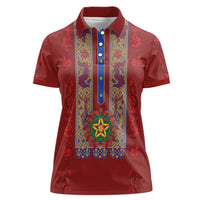 Philippines Christmas Women Polo Shirt Parol Xmas Barong Style - Wonder Print Shop