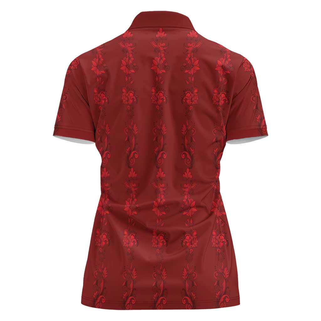 Philippines Christmas Women Polo Shirt Parol Xmas Barong Style - Wonder Print Shop