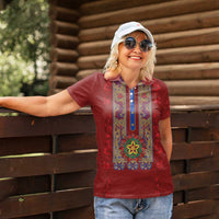 Philippines Christmas Women Polo Shirt Parol Xmas Barong Style - Wonder Print Shop