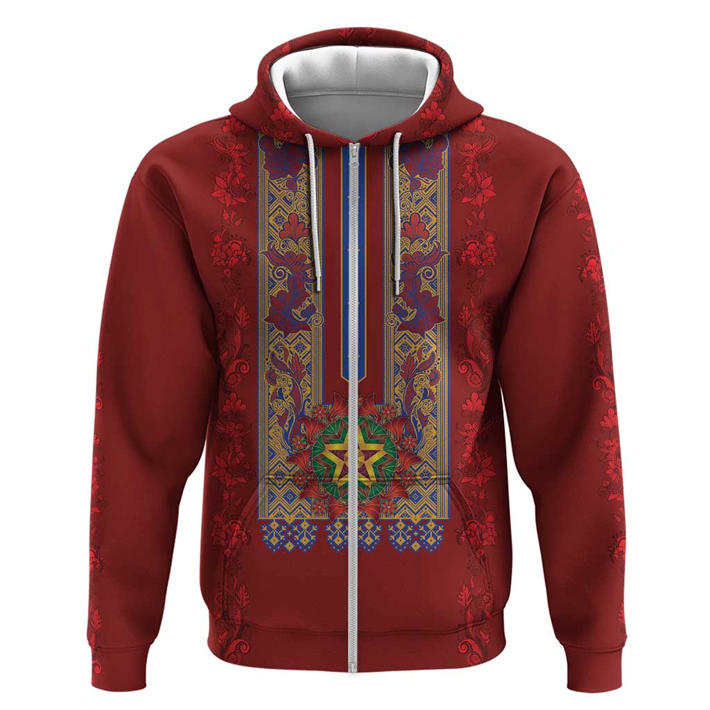 Philippines Christmas Zip Hoodie Parol Xmas Barong Style - Wonder Print Shop