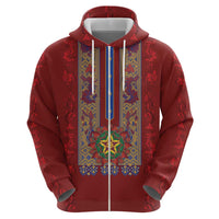 Philippines Christmas Zip Hoodie Parol Xmas Barong Style - Wonder Print Shop