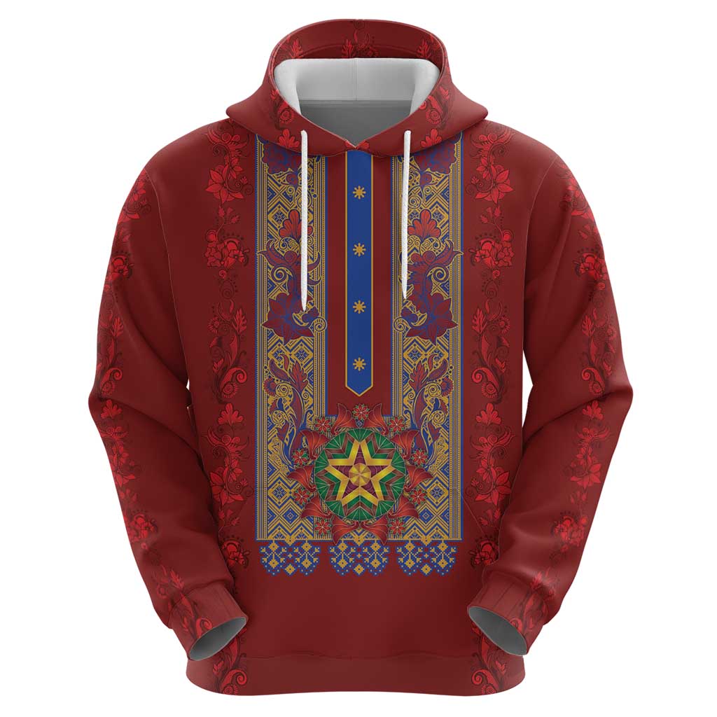 Philippines Christmas Zip Hoodie Parol Xmas Barong Style - Wonder Print Shop