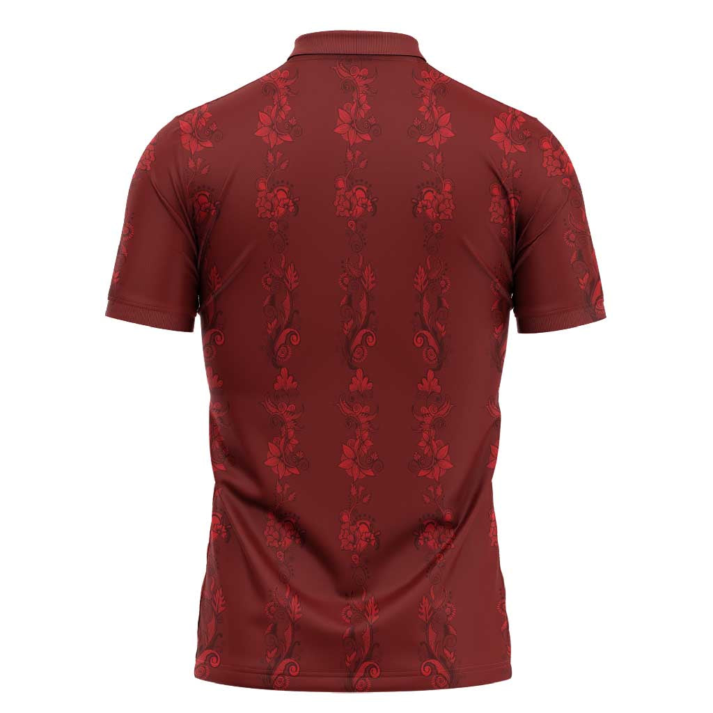 Philippines Christmas Zipper Polo Shirt Parol Xmas Barong Style - Wonder Print Shop