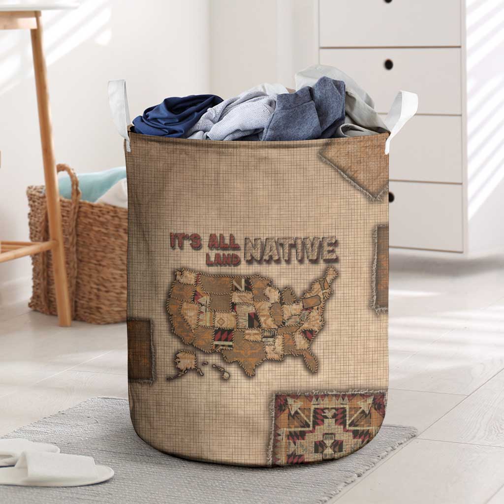 Native American Laundry Basket Retro Map Stitching Effect