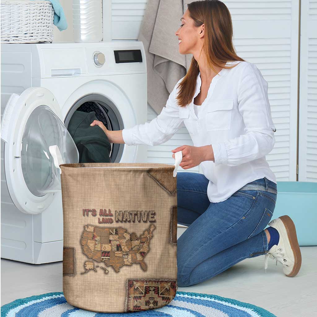 Native American Laundry Basket Retro Map Stitching Effect