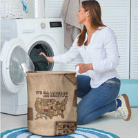 Native American Laundry Basket Retro Map Stitching Effect