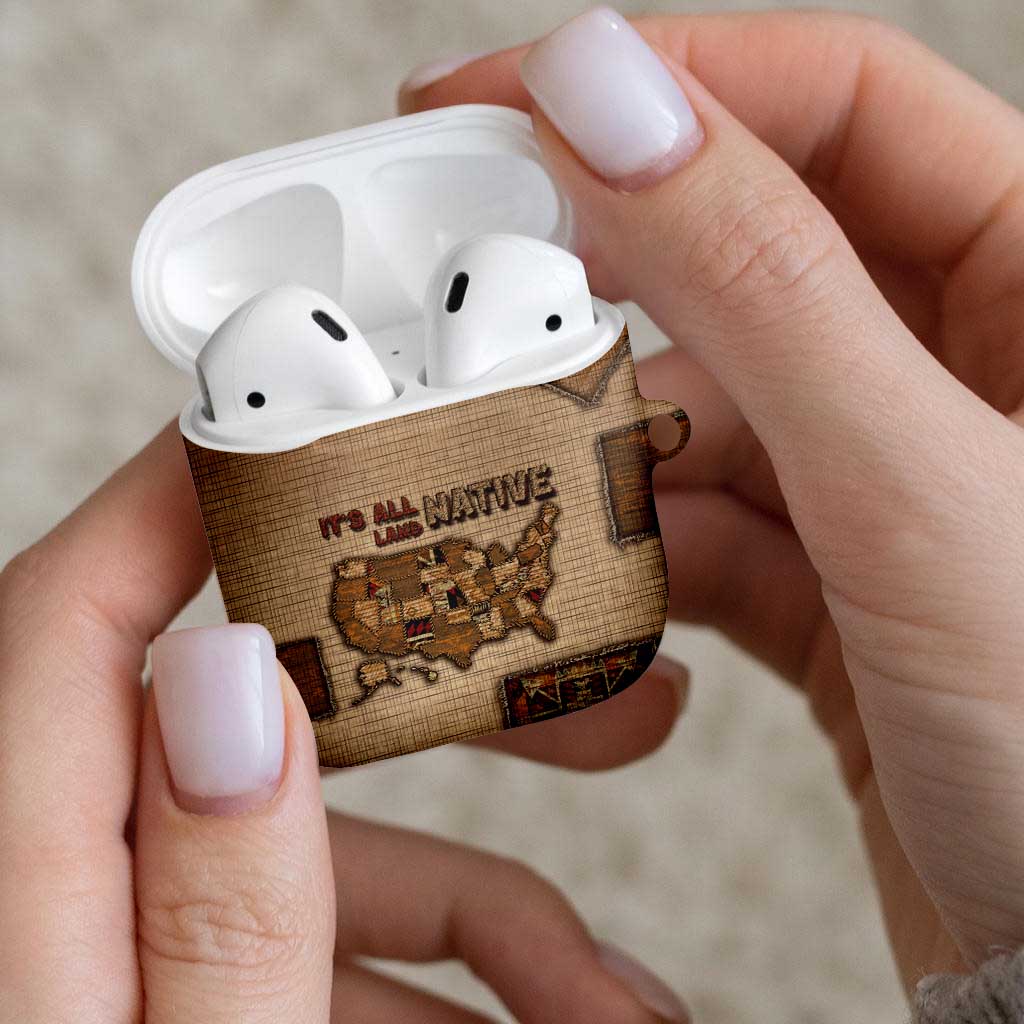 Native American AirPods Case Retro Map Stitching Effect