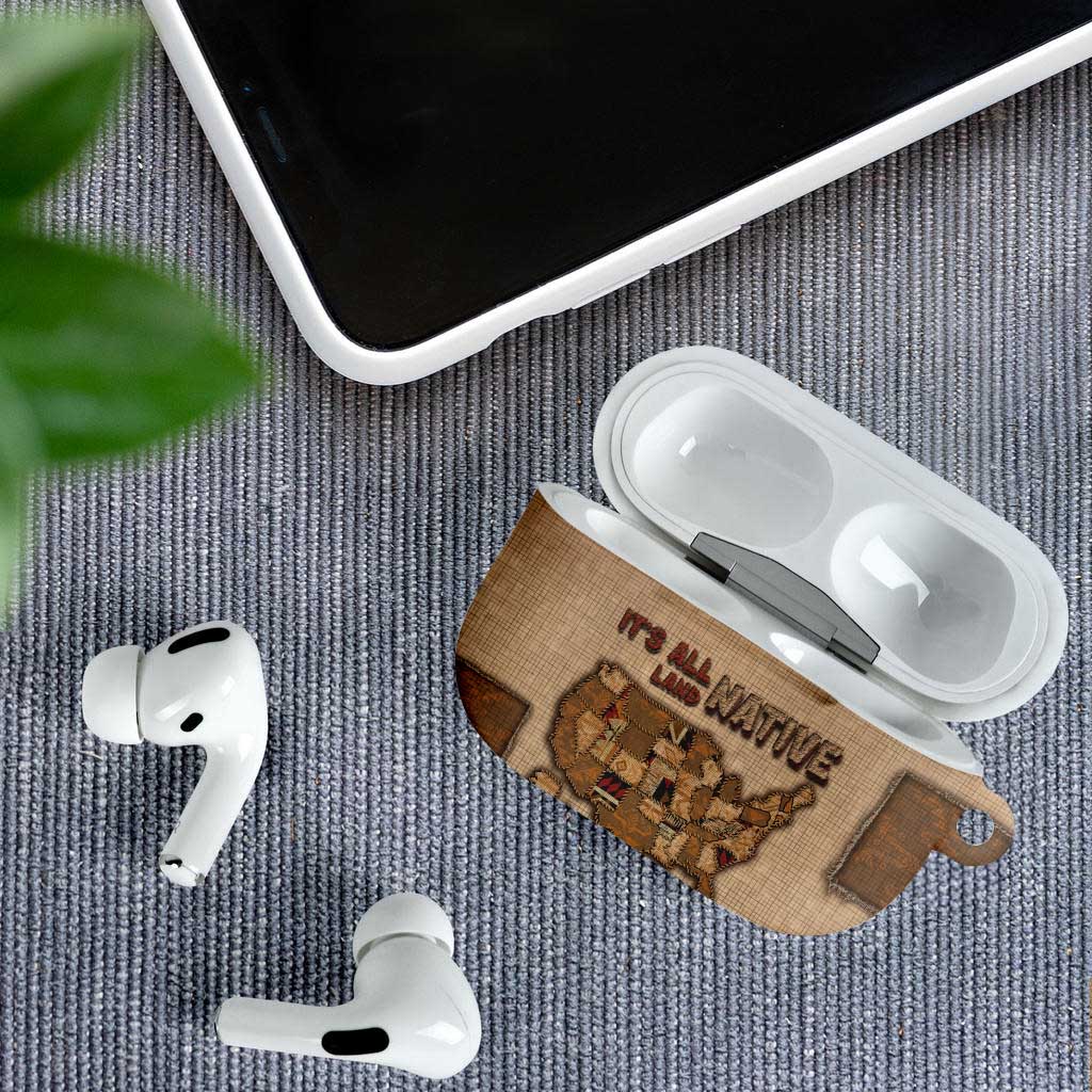 Native American AirPods Case Retro Map Stitching Effect