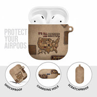Native American AirPods Case Retro Map Stitching Effect