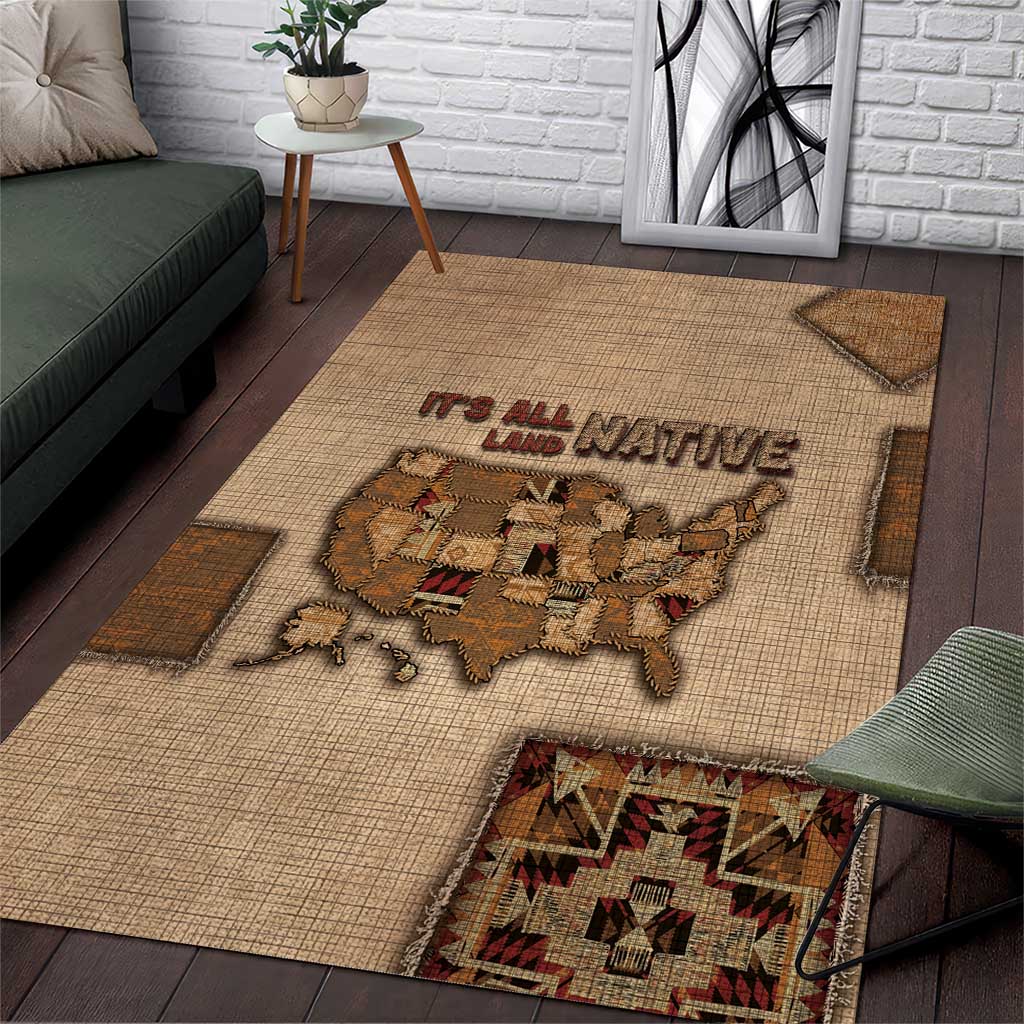 Native American Area Rug Retro Map Stitching Effect