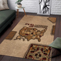 Native American Area Rug Retro Map Stitching Effect