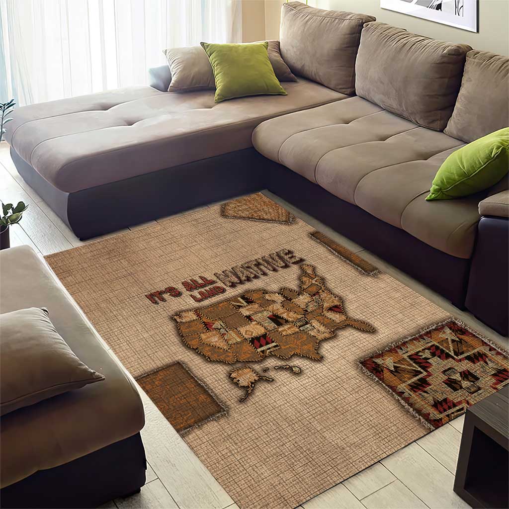 Native American Area Rug Retro Map Stitching Effect