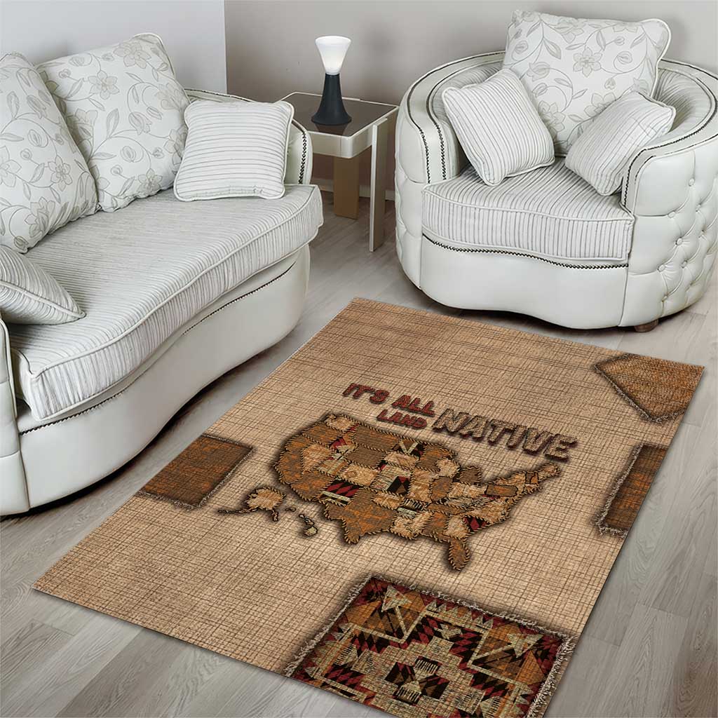Native American Area Rug Retro Map Stitching Effect