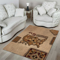 Native American Area Rug Retro Map Stitching Effect
