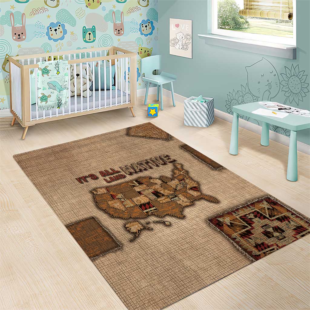 Native American Area Rug Retro Map Stitching Effect