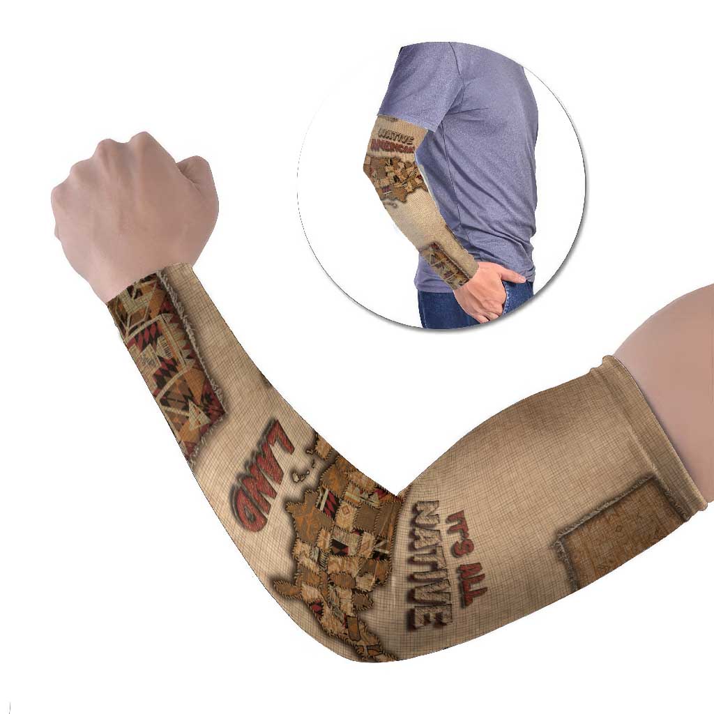 Native American Arm Sleeves Retro Map Stitching Effect