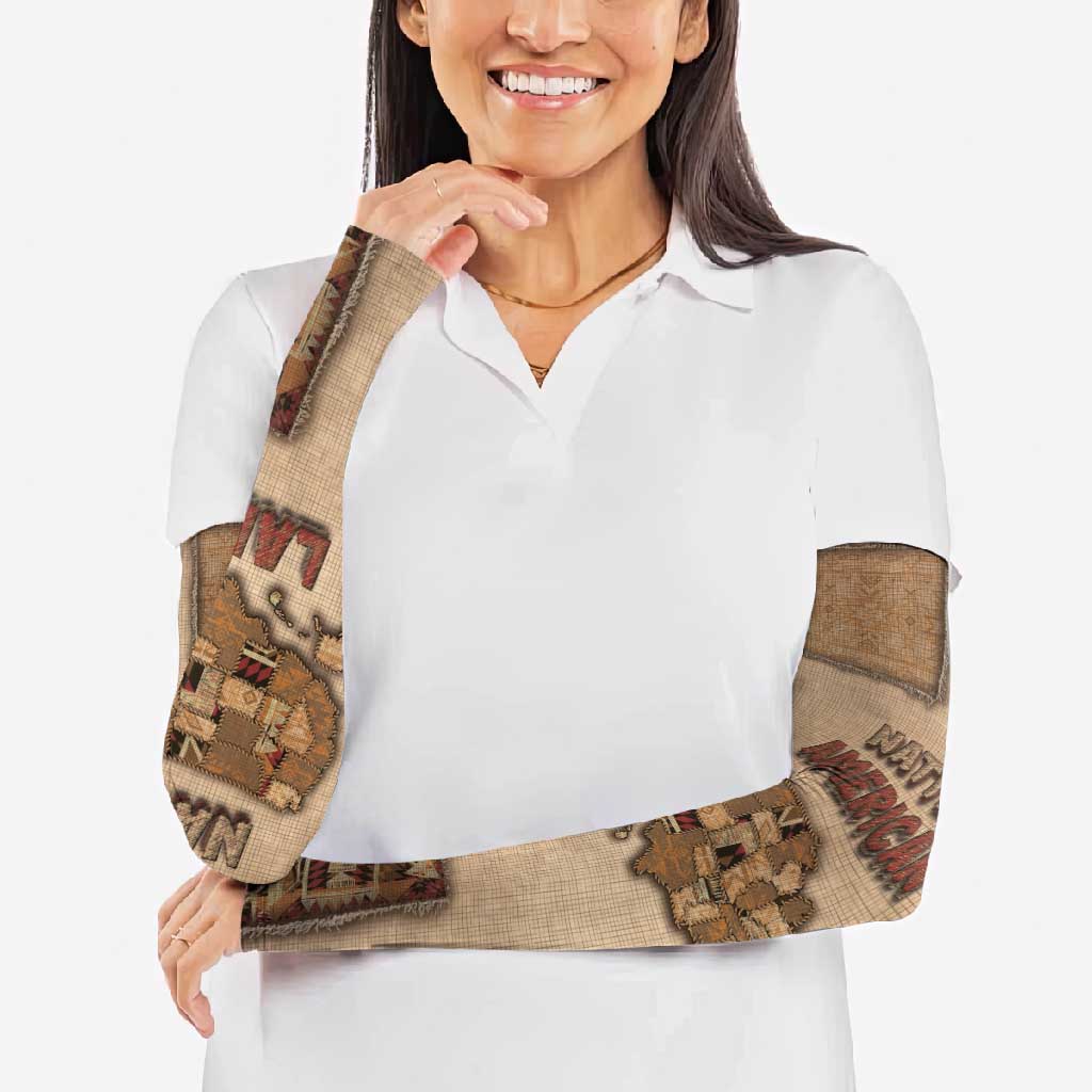 Native American Arm Sleeves Retro Map Stitching Effect