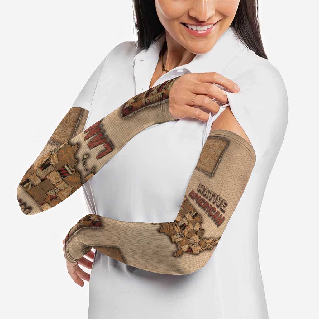Native American Arm Sleeves Retro Map Stitching Effect