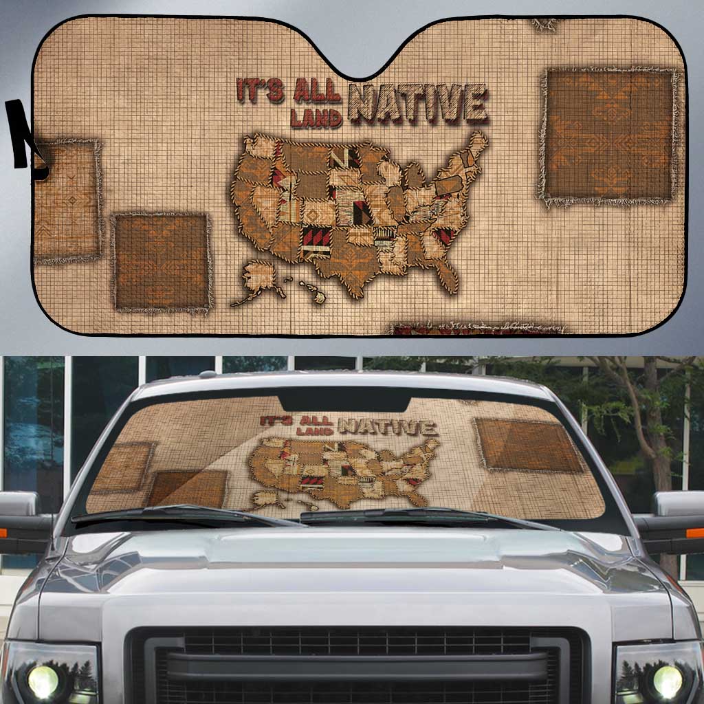 Native American Auto Sun Shade Retro Map Stitching Effect