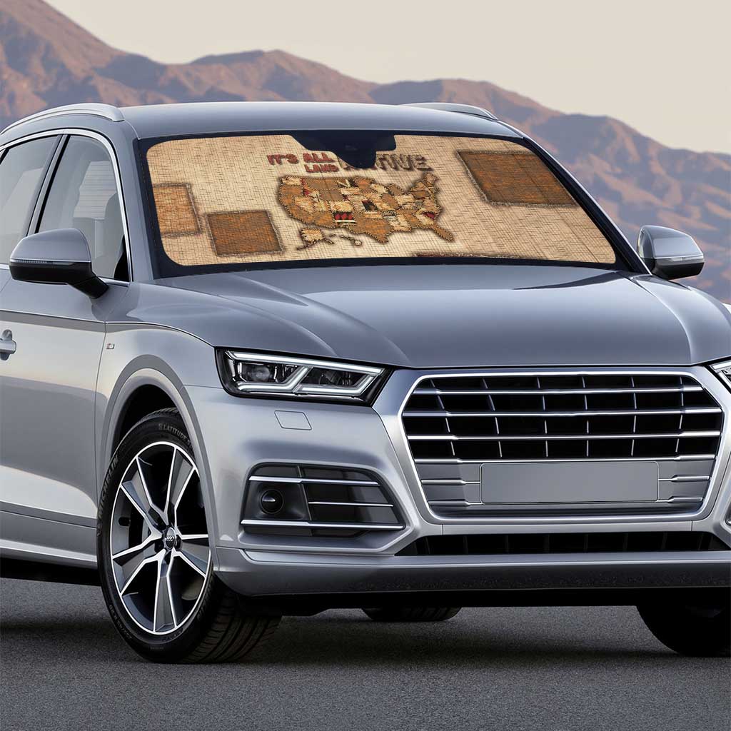 Native American Auto Sun Shade Retro Map Stitching Effect
