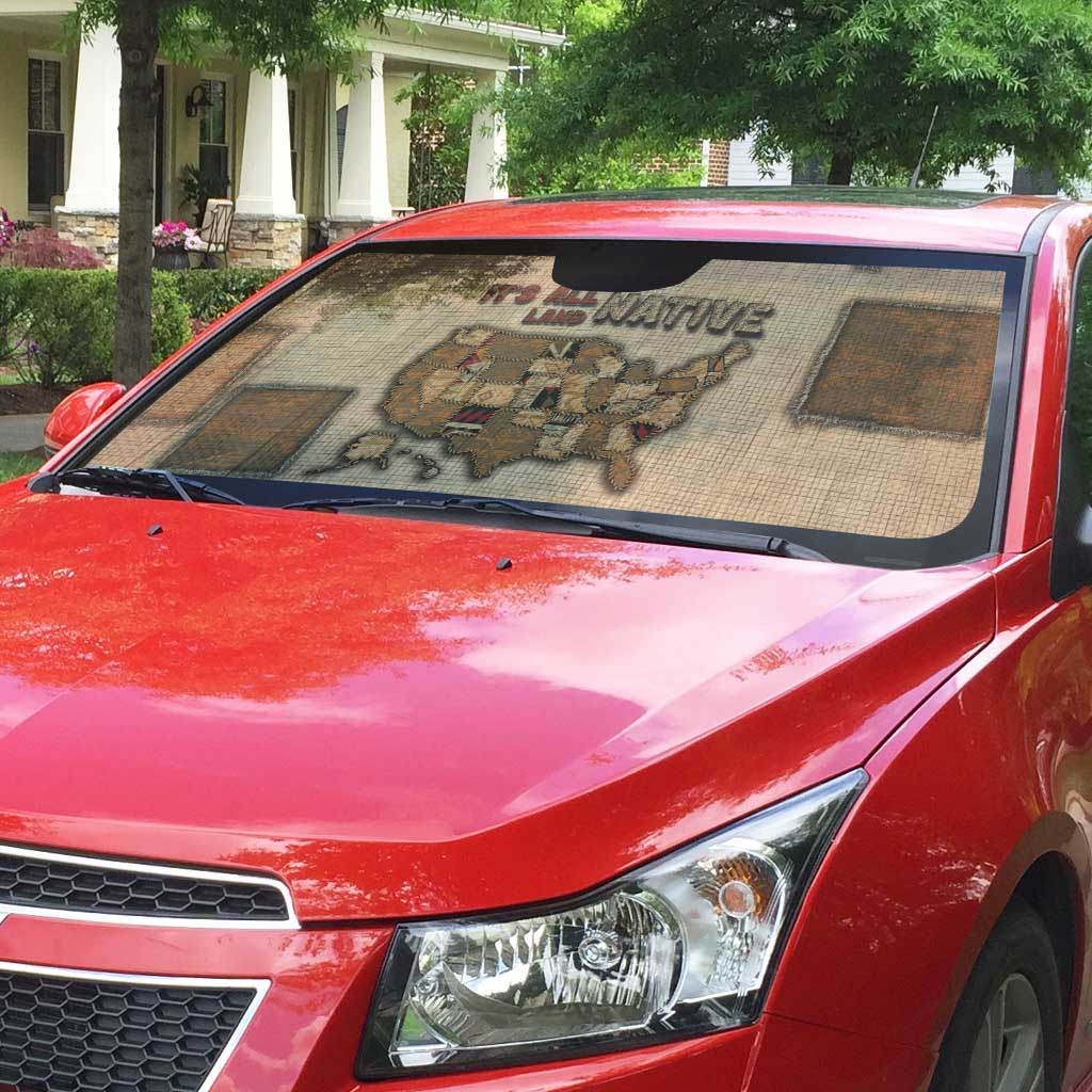 Native American Auto Sun Shade Retro Map Stitching Effect