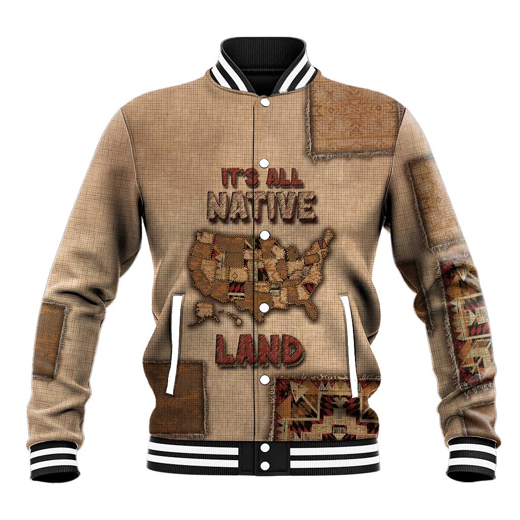 Native American Baseball Jacket Retro Map Stitching Effect