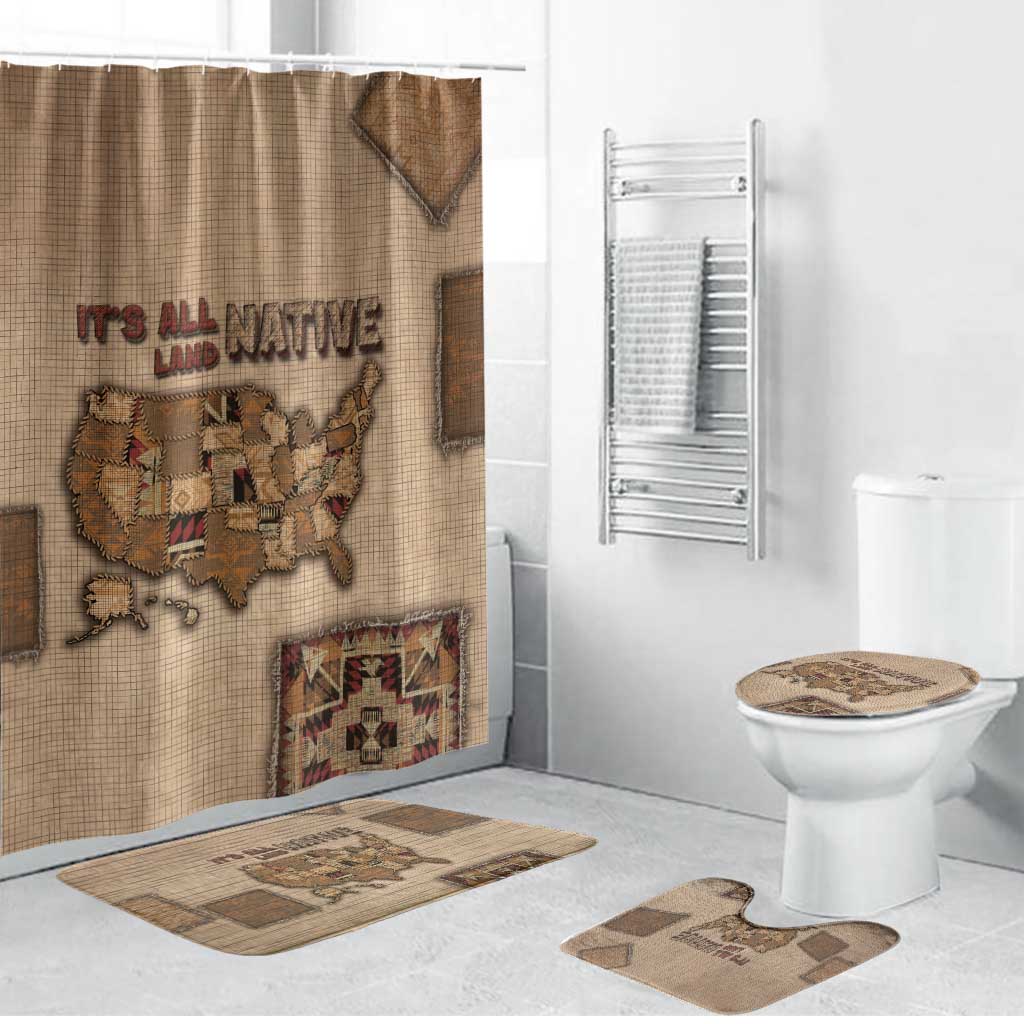 Native American Bathroom Set Retro Map Stitching Effect