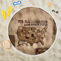 Native American Beach Blanket Retro Map Stitching Effect
