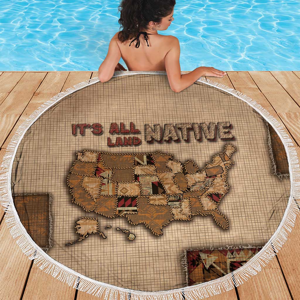 Native American Beach Blanket Retro Map Stitching Effect