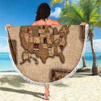 Native American Beach Blanket Retro Map Stitching Effect