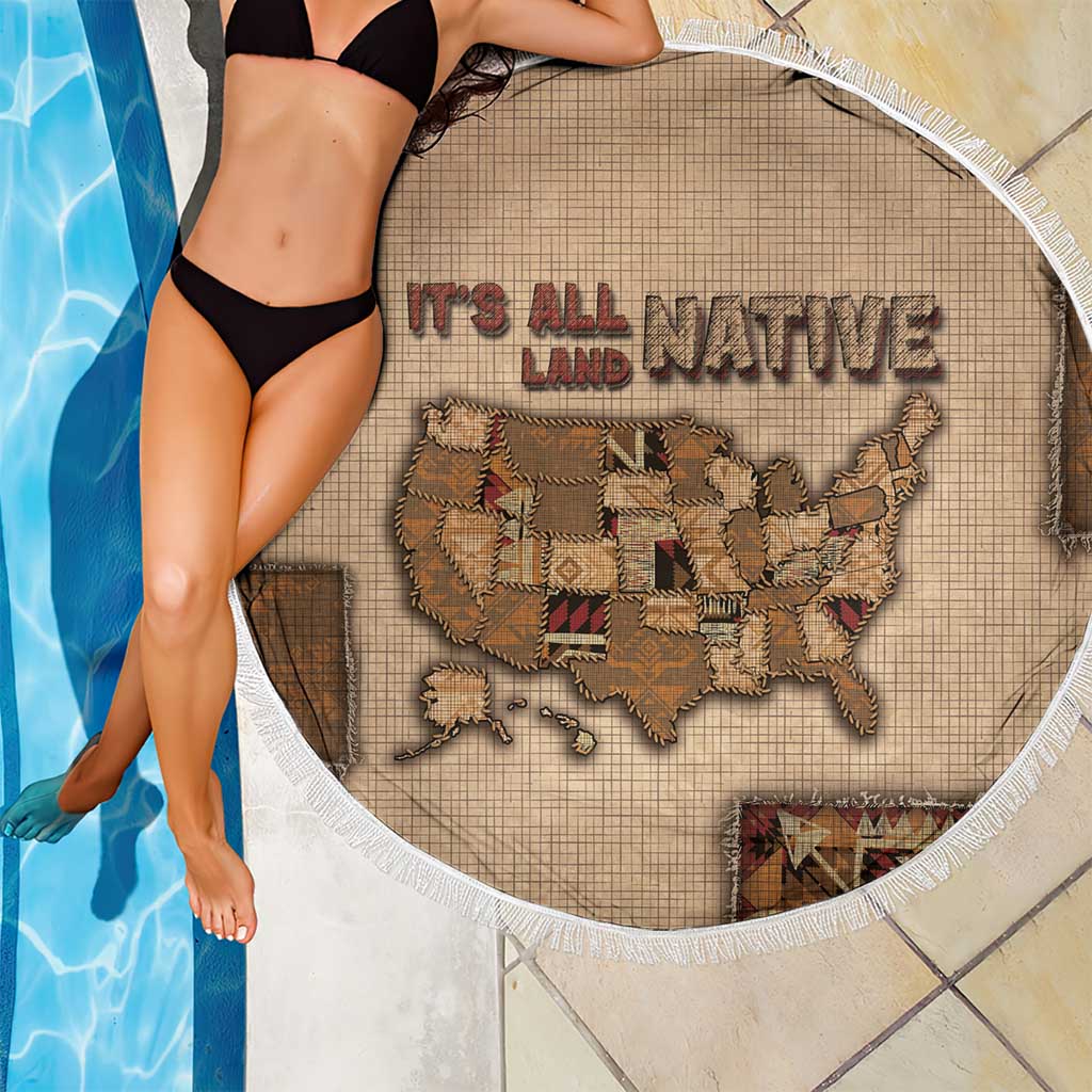 Native American Beach Blanket Retro Map Stitching Effect