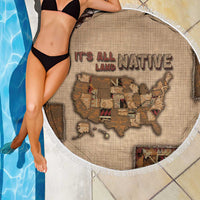 Native American Beach Blanket Retro Map Stitching Effect