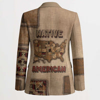 Native American Blazer Retro Map Stitching Effect