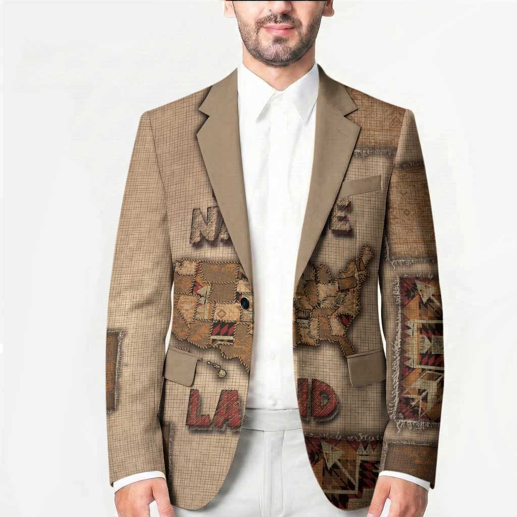 Native American Blazer Retro Map Stitching Effect