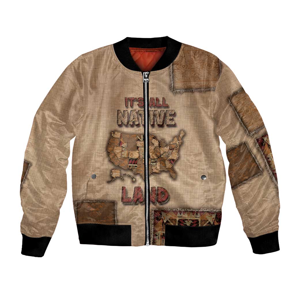 Native American Bomber Jacket Retro Map Stitching Effect