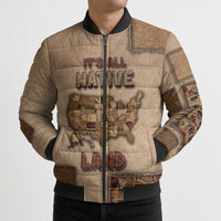 Native American Bomber Puffer Jacket Retro Map Stitching Effect