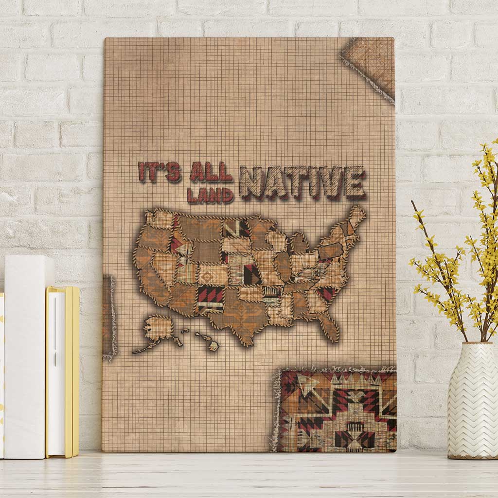 Native American Canvas Wall Art Retro Map Stitching Effect