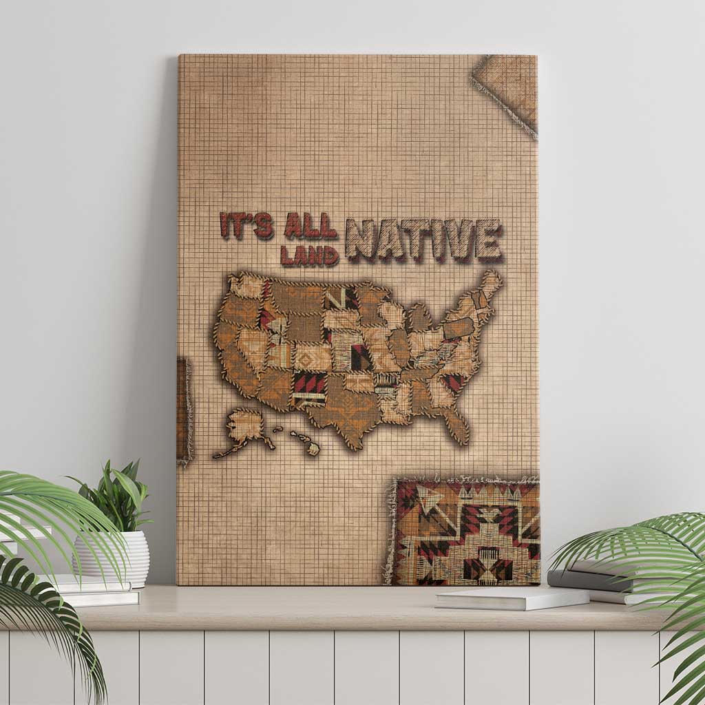 Native American Canvas Wall Art Retro Map Stitching Effect