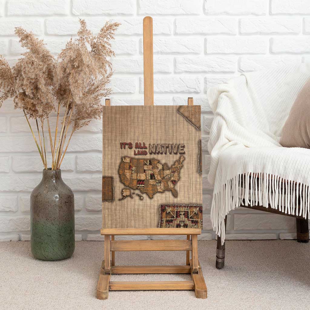 Native American Canvas Wall Art Retro Map Stitching Effect
