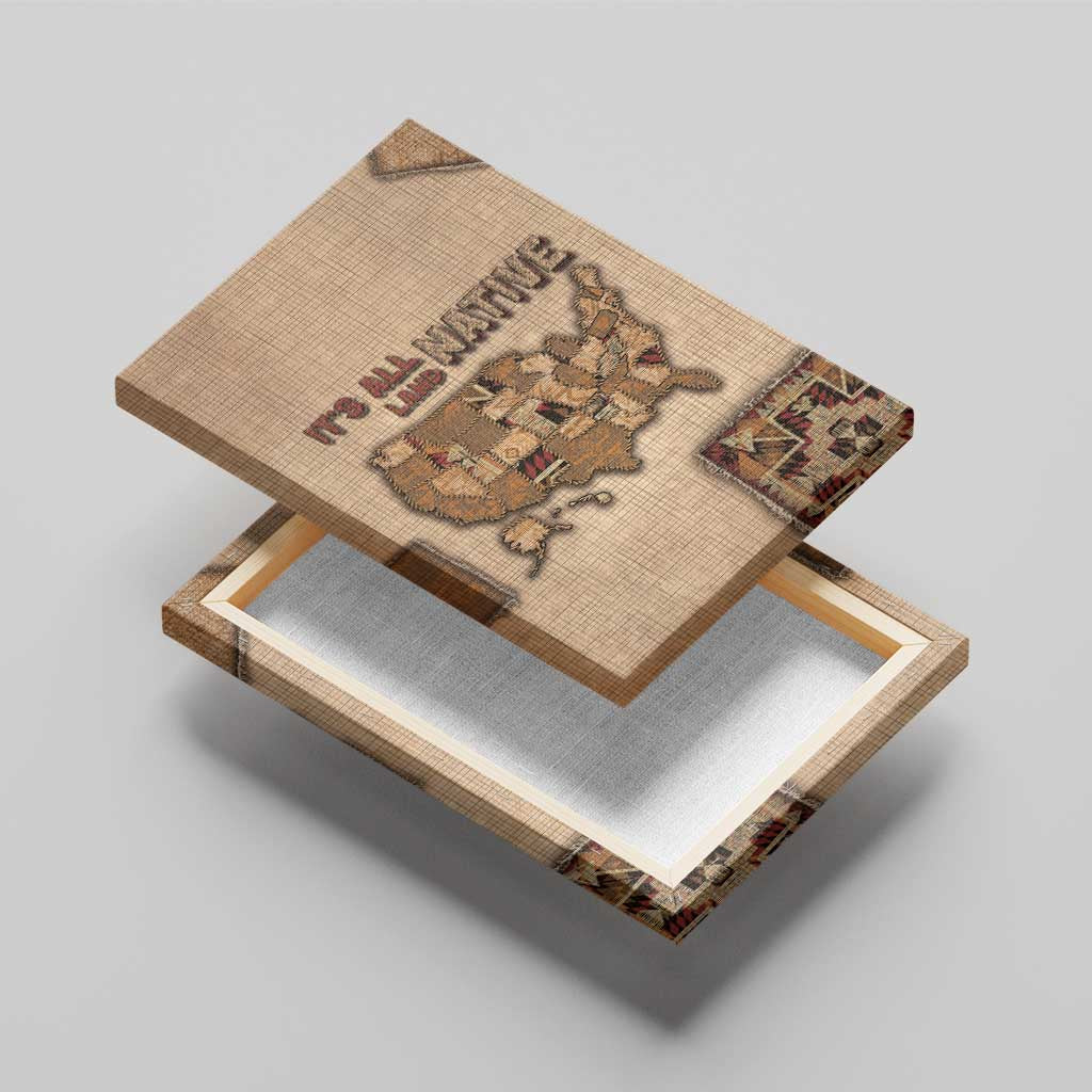 Native American Canvas Wall Art Retro Map Stitching Effect