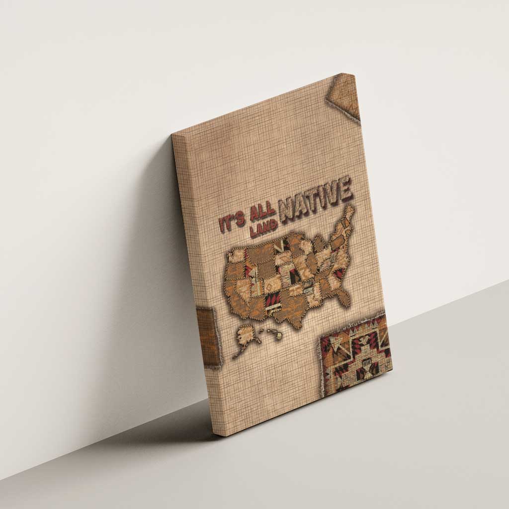 Native American Canvas Wall Art Retro Map Stitching Effect