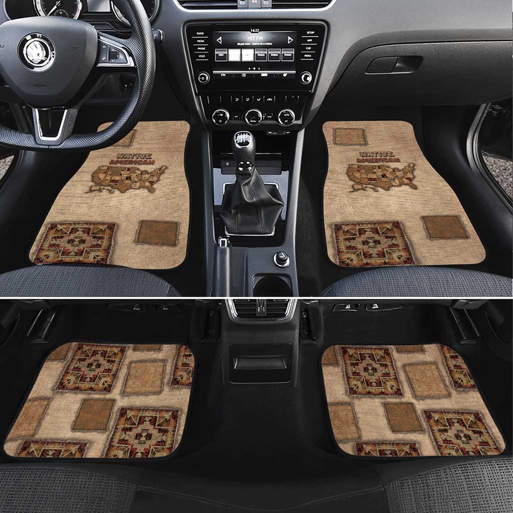 Native American Car Mats Retro Map Stitching Effect