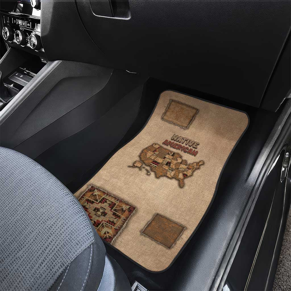 Native American Car Mats Retro Map Stitching Effect