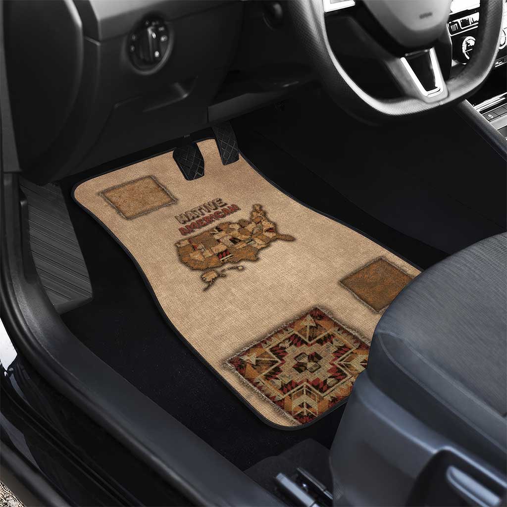 Native American Car Mats Retro Map Stitching Effect