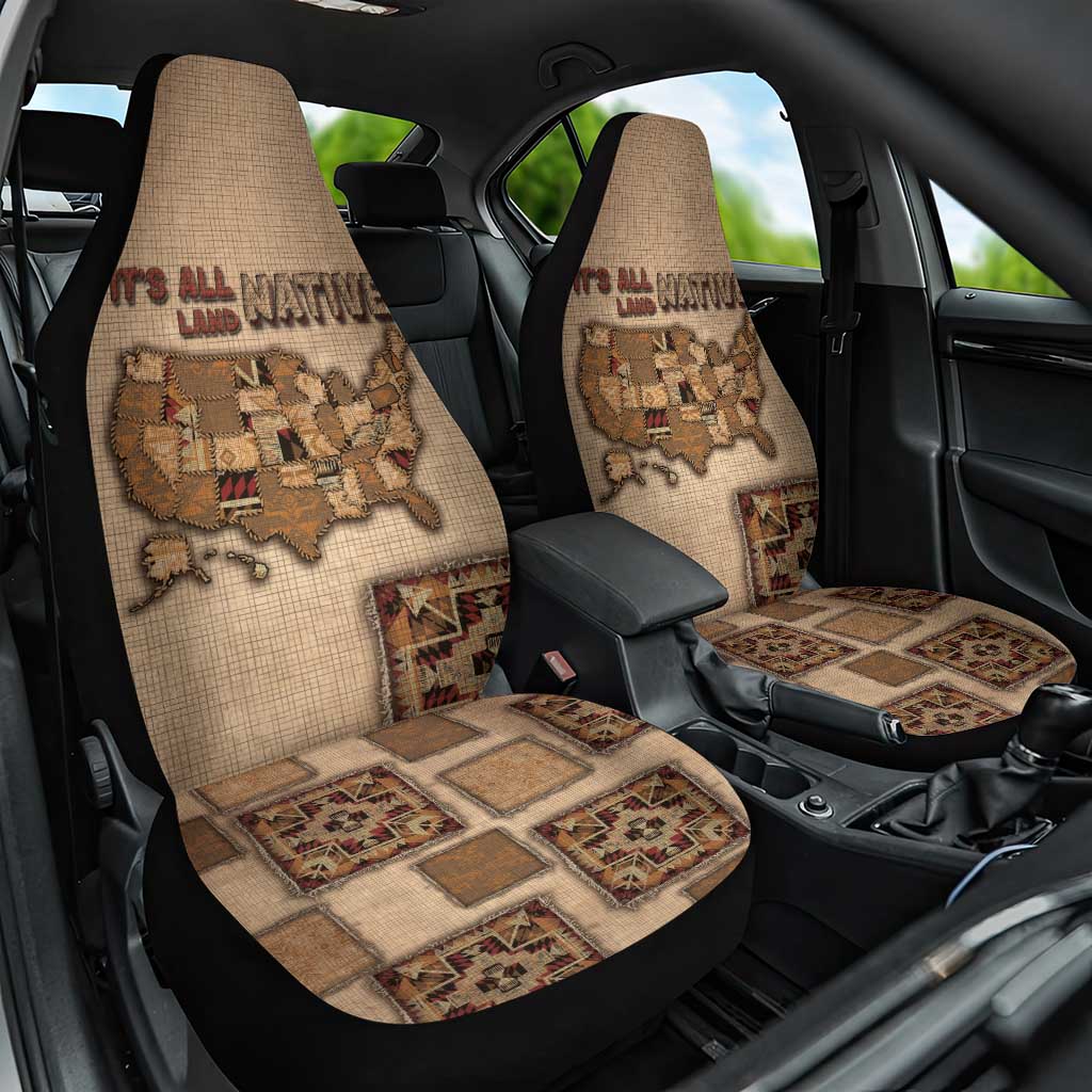 Native American Car Seat Cover Retro Map Stitching Effect