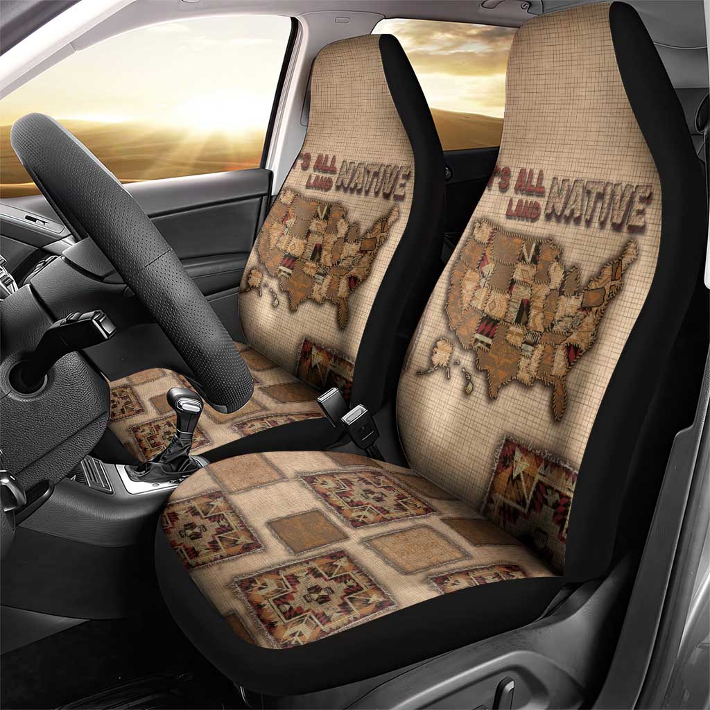 Native American Car Seat Cover Retro Map Stitching Effect