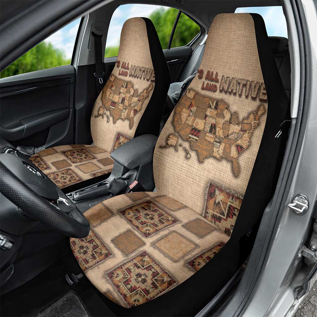 Native American Car Seat Cover Retro Map Stitching Effect