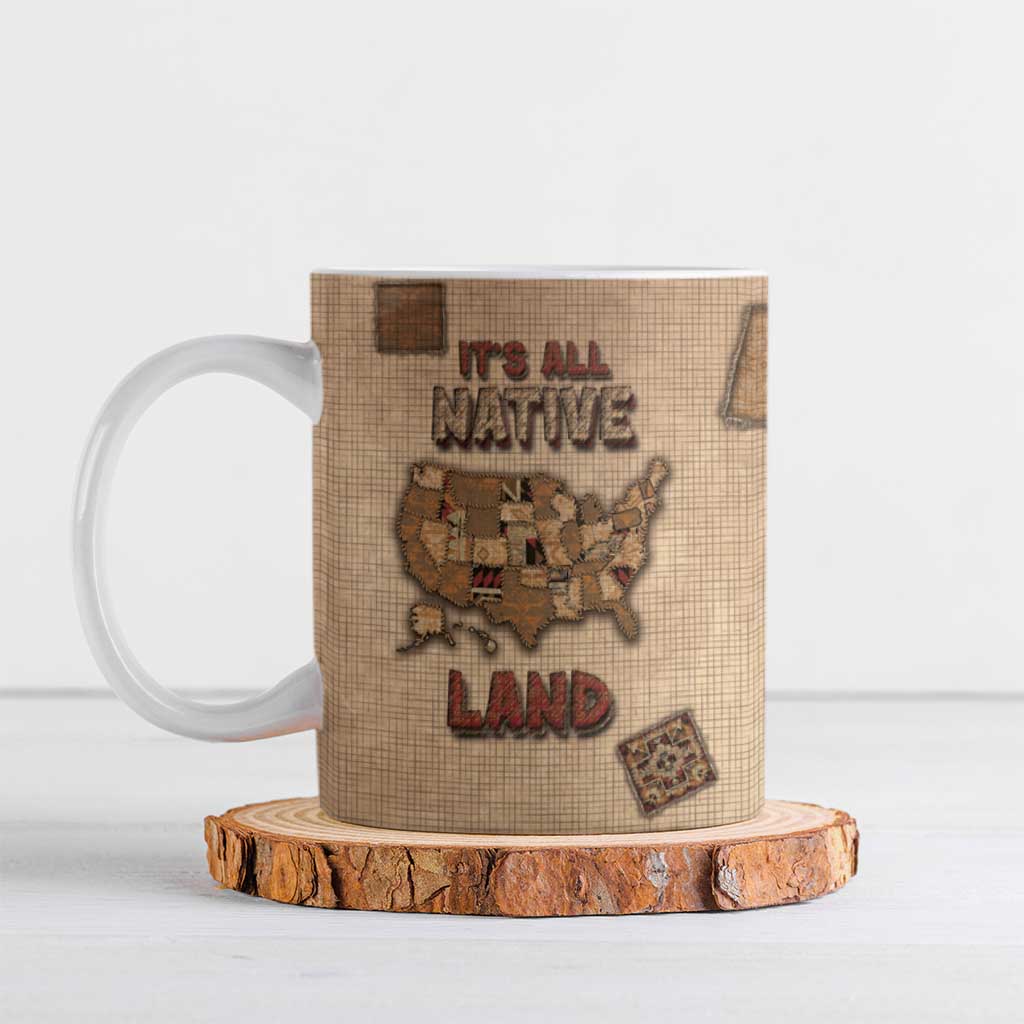 Native American Ceramic Mug Retro Map Stitching Effect