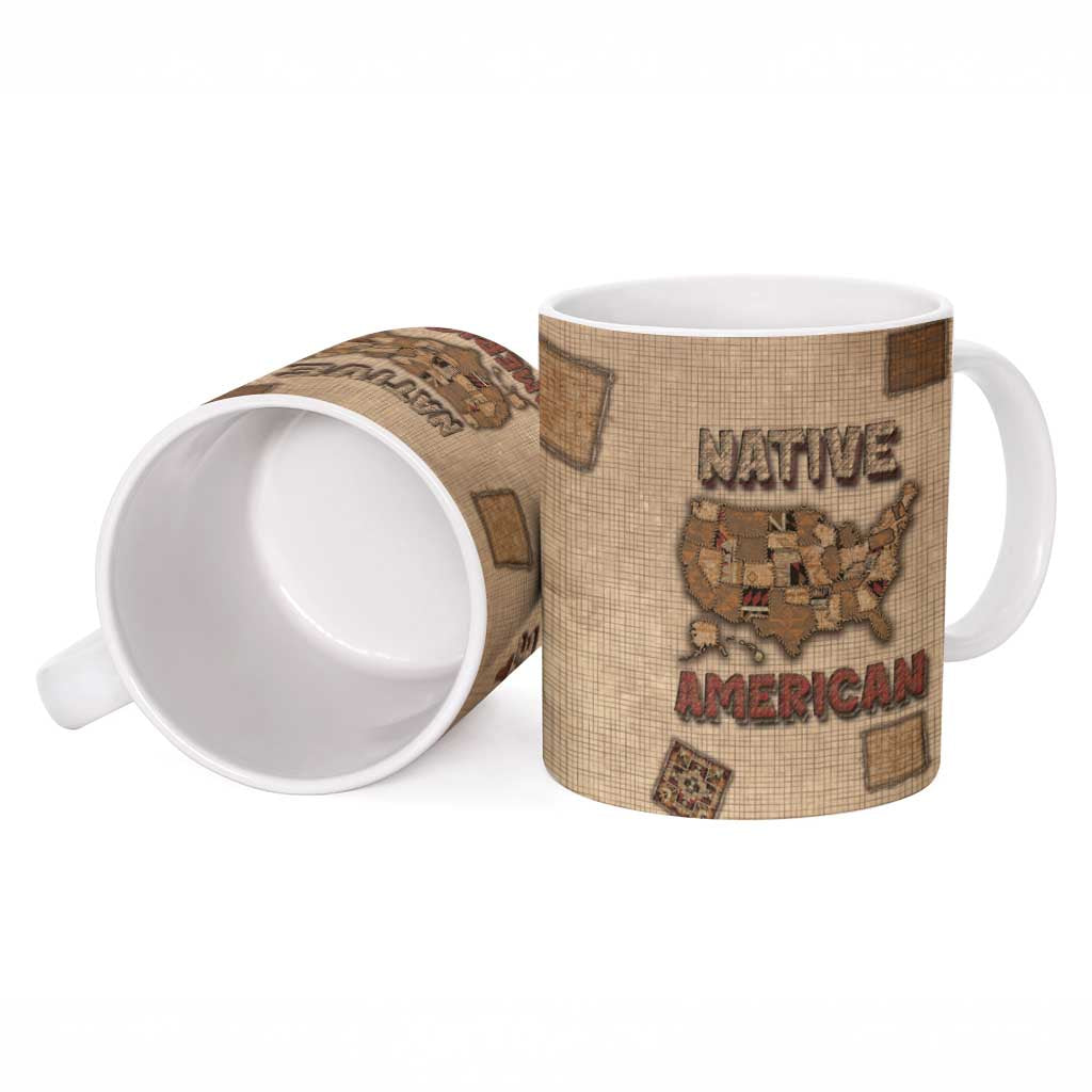 Native American Ceramic Mug Retro Map Stitching Effect